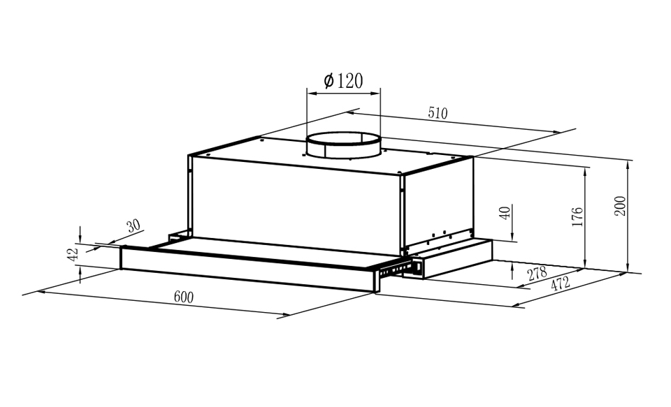 Kích thước lắp đặt | Máy hút mùi âm tủ cảm ứng kính đen 60cm Hafele HC-T603B | 533.86.811 Kích thước lắp đặt | Máy hút mùi âm tủ cảm ứng kính đen 60cm Hafele HC-T603B | 533.86.811