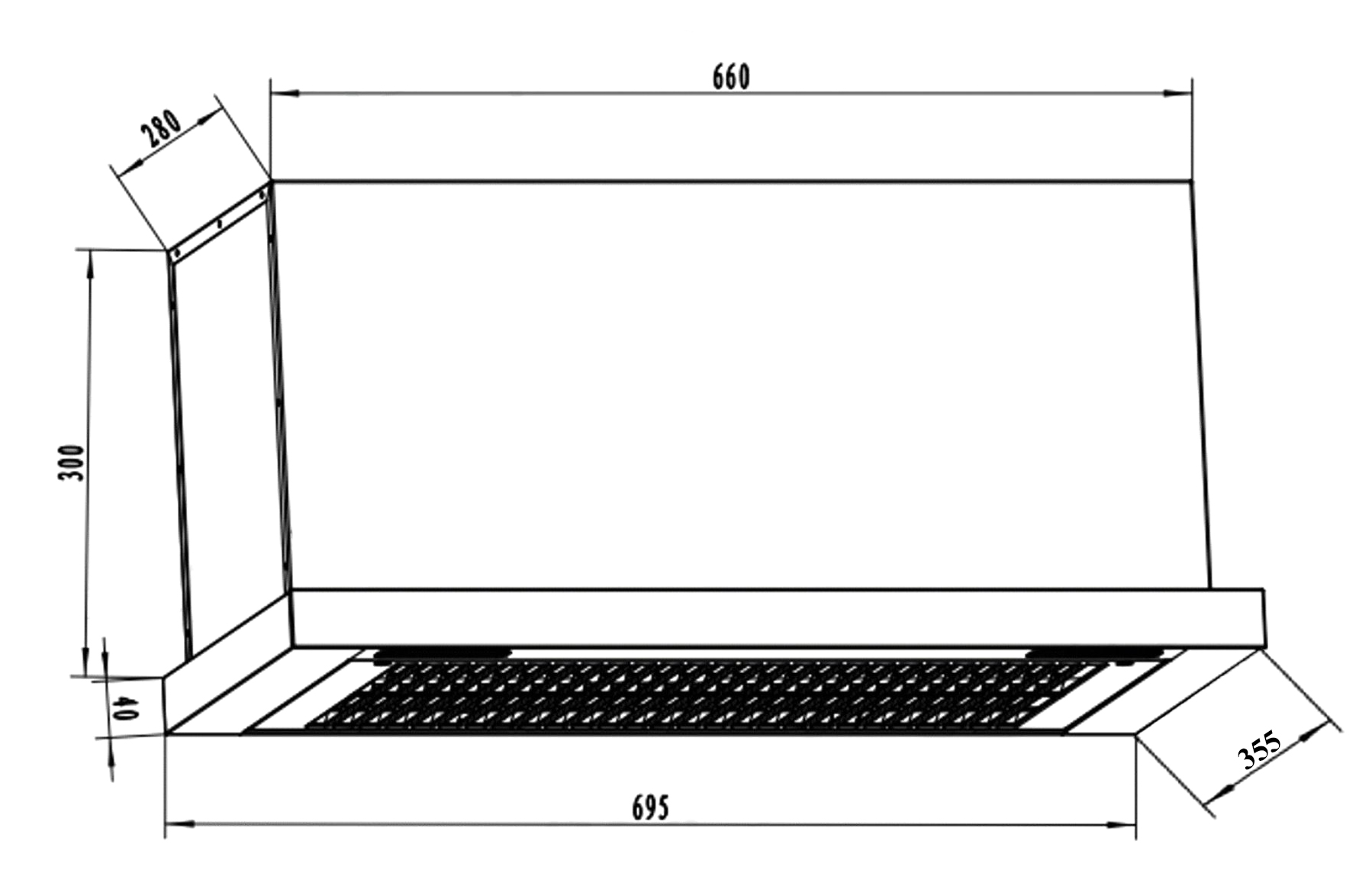 Kích thước lắp đặt | Máy hút mùi âm tủ màu xám 70cm Faster FS 7035G Autoclean Kích thước lắp đặt | Máy hút mùi âm tủ màu xám 70cm Faster FS 7035G Autoclean