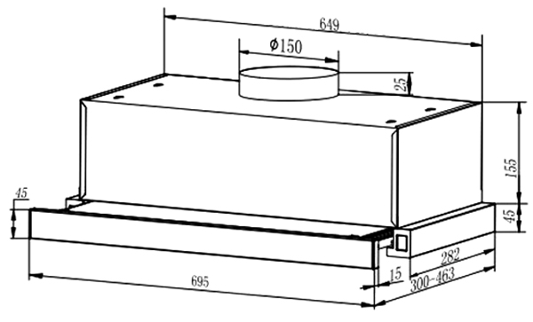 Kích thước lắp đặt | Máy hút mùi âm tủ phím cơ 70cm Faster SYP 7222B Kích thước lắp đặt | Máy hút mùi âm tủ phím cơ 70cm Faster SYP 7222B