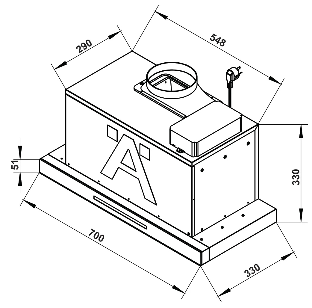 Kích thước sản phẩm | Máy hút mùi áp tường âm tủ màu đen 70cm Hafele HC-H706BS | 533.87.798 Kích thước sản phẩm | Máy hút mùi áp tường âm tủ màu đen 70cm Hafele HC-H706BS | 533.87.798