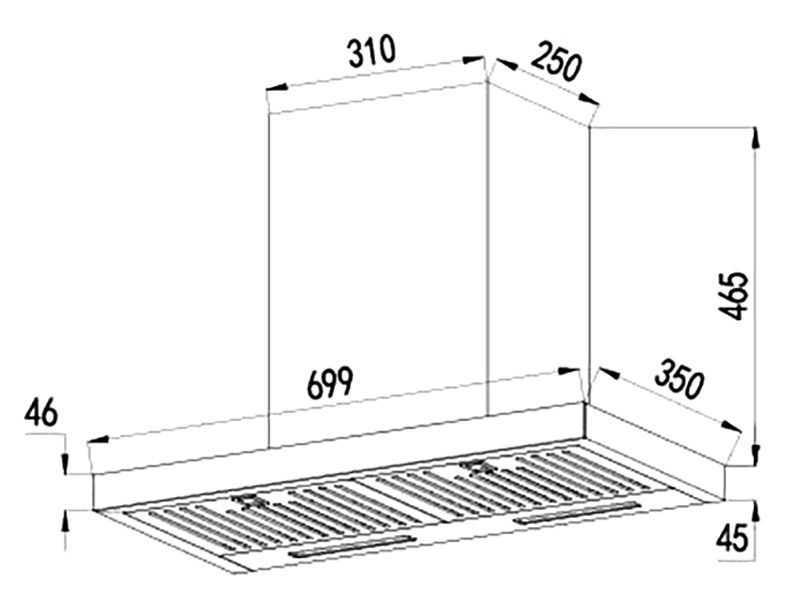 Kích thước lắp đặt sản phẩm | Máy hút mùi áp tường chữ T Inox 70cm Bauer BC7035DS Kích thước lắp đặt sản phẩm | Máy hút mùi áp tường chữ T Inox 70cm Bauer BC7035DS