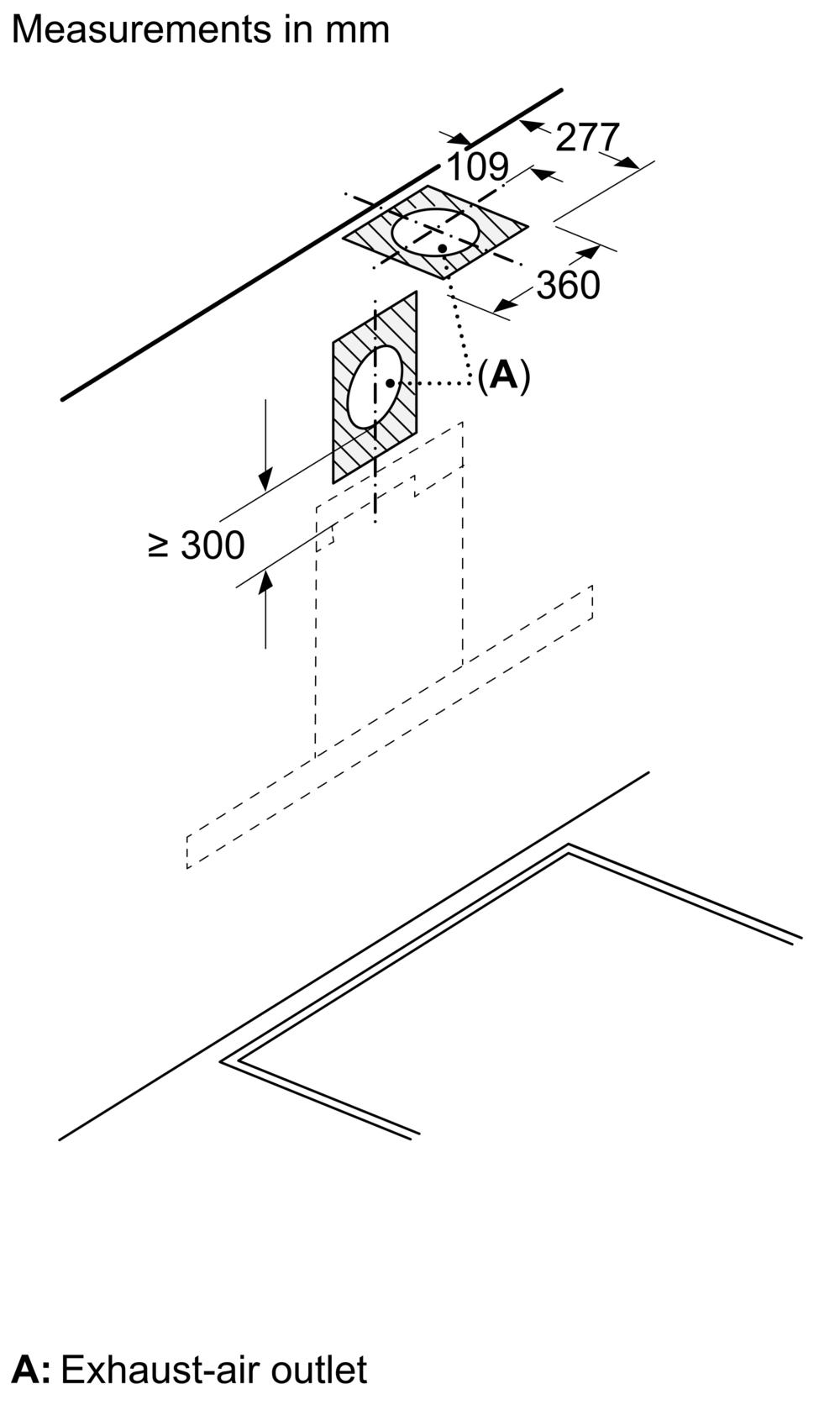 Kích thước ống thoát | Máy hút mùi áp tường chữ T màu đen 90cm Serie 4 Bosch DWB98IJ60I Kích thước ống thoát | Máy hút mùi áp tường chữ T màu đen 90cm Serie 4 Bosch DWB98IJ60I