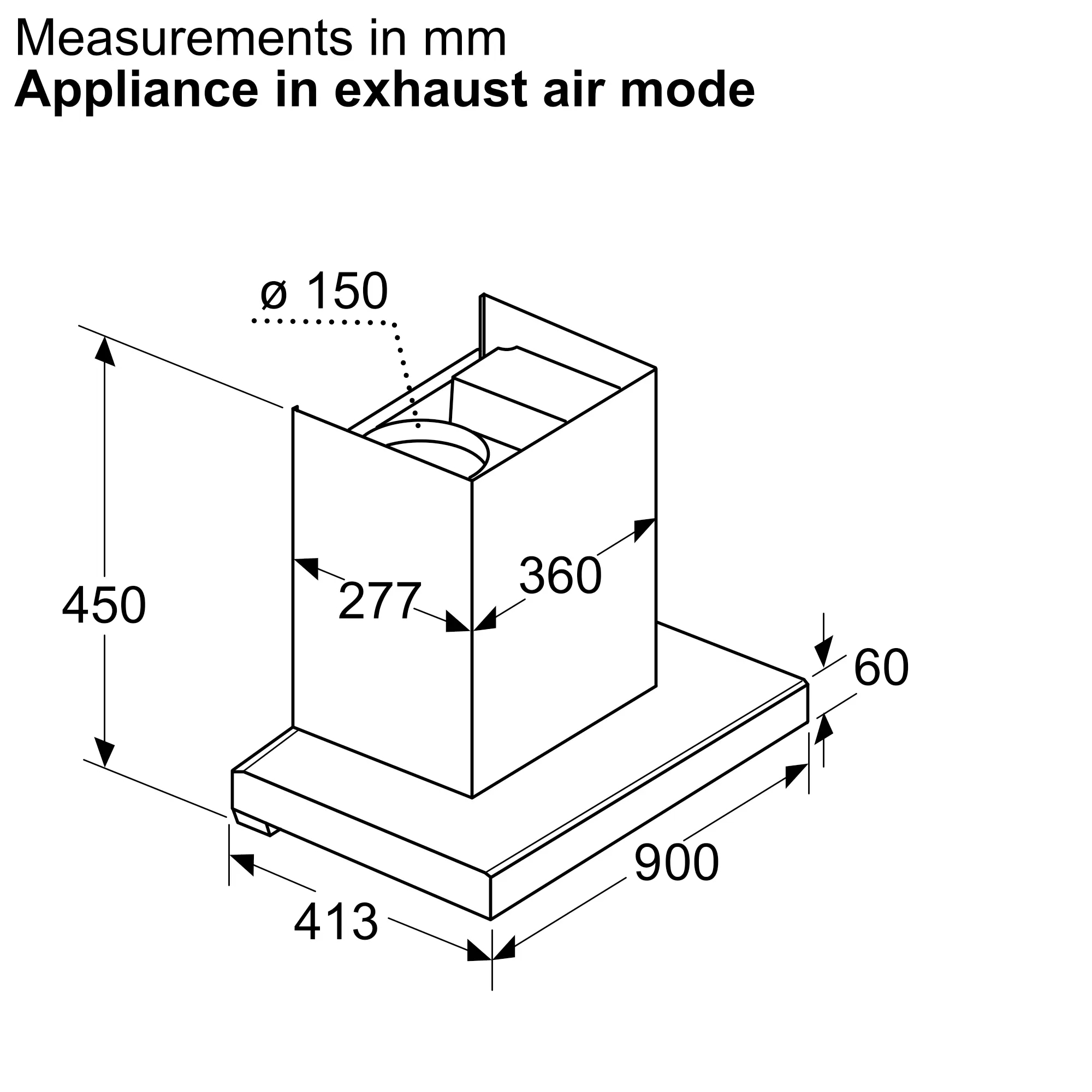 Kích thước tổng thể | Máy hút mùi áp tường chữ T màu đen 90cm Serie 4 Bosch DWB98IJ60I Kích thước tổng thể | Máy hút mùi áp tường chữ T màu đen 90cm Serie 4 Bosch DWB98IJ60I