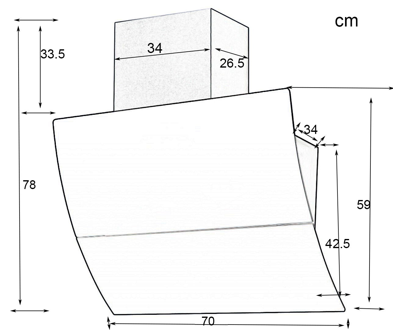 Kích thước sản phẩm | Máy hút mùi áp tường kính vát màu trắng 70cm Binova BI-66Luxury-70 Kích thước sản phẩm | Máy hút mùi áp tường kính vát màu trắng 70cm Binova BI-66Luxury-70