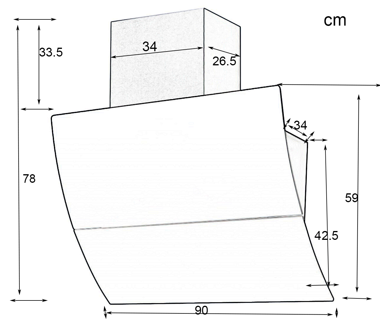Kích thước sản phẩm | Máy hút mùi áp tường kính vát màu trắng 90cm Binova BI-66Luxury-90 Kích thước sản phẩm | Máy hút mùi áp tường kính vát màu trắng 90cm Binova BI-66Luxury-90