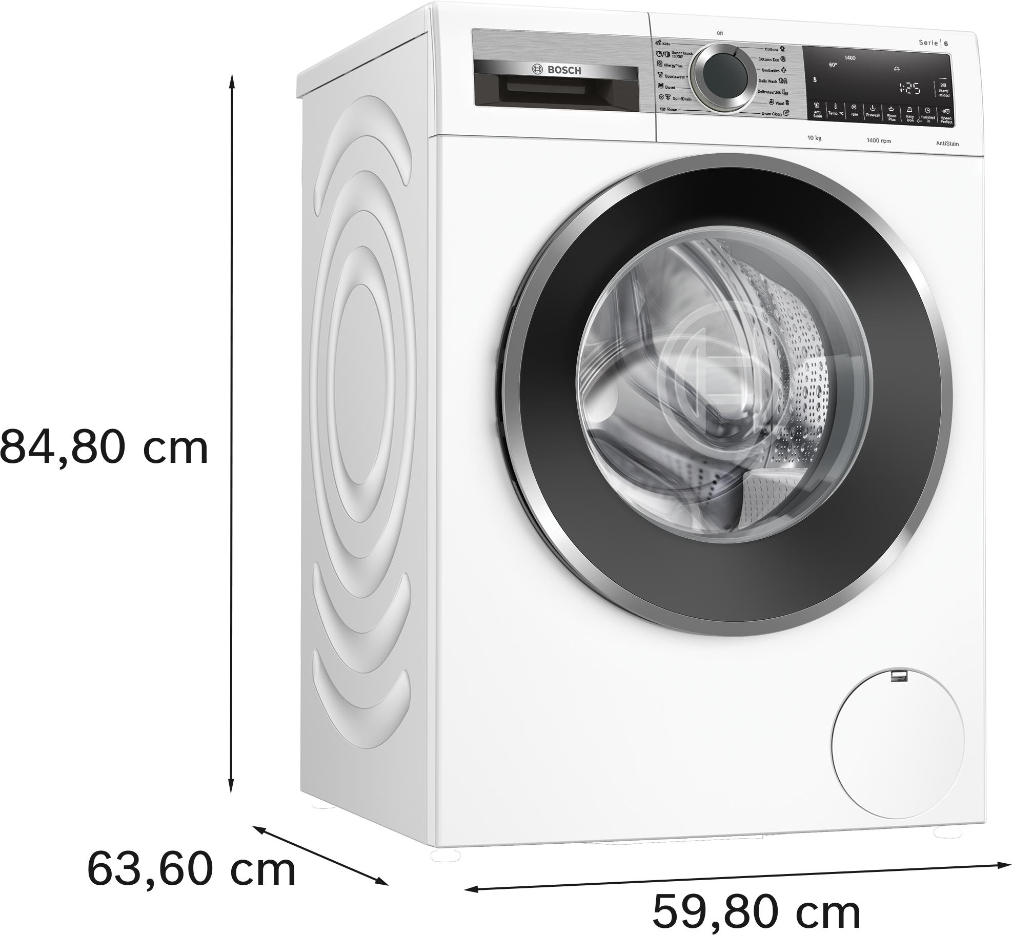 Máy giặt độc lập màu trắng 10kg Serie 6 Bosch WGG25400SG