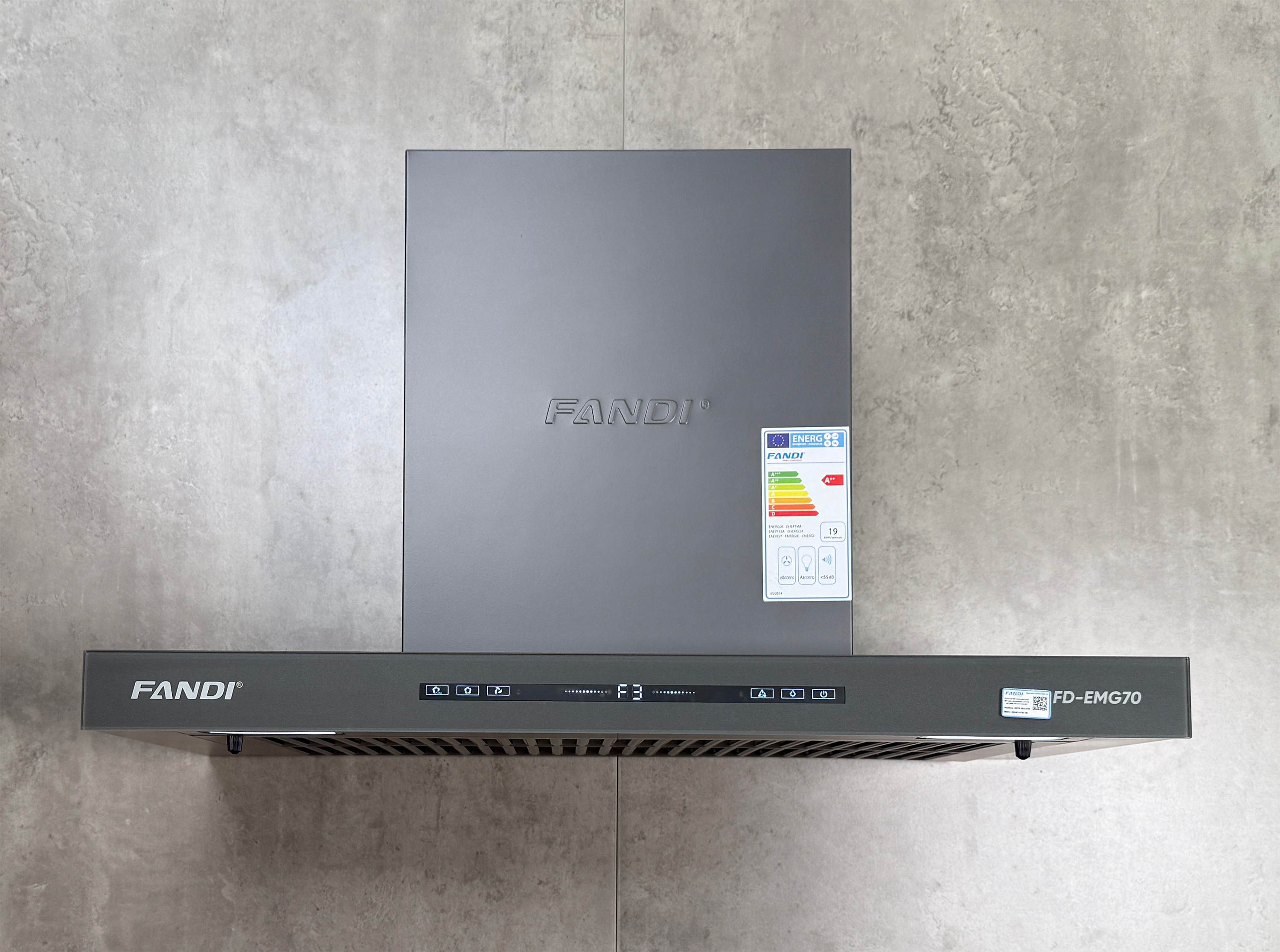 Máy hút mùi áp tường chữ T màu xám 70cm Fandi FD-EMG70 Máy hút mùi áp tường chữ T màu xám 70cm Fandi FD-EMG70