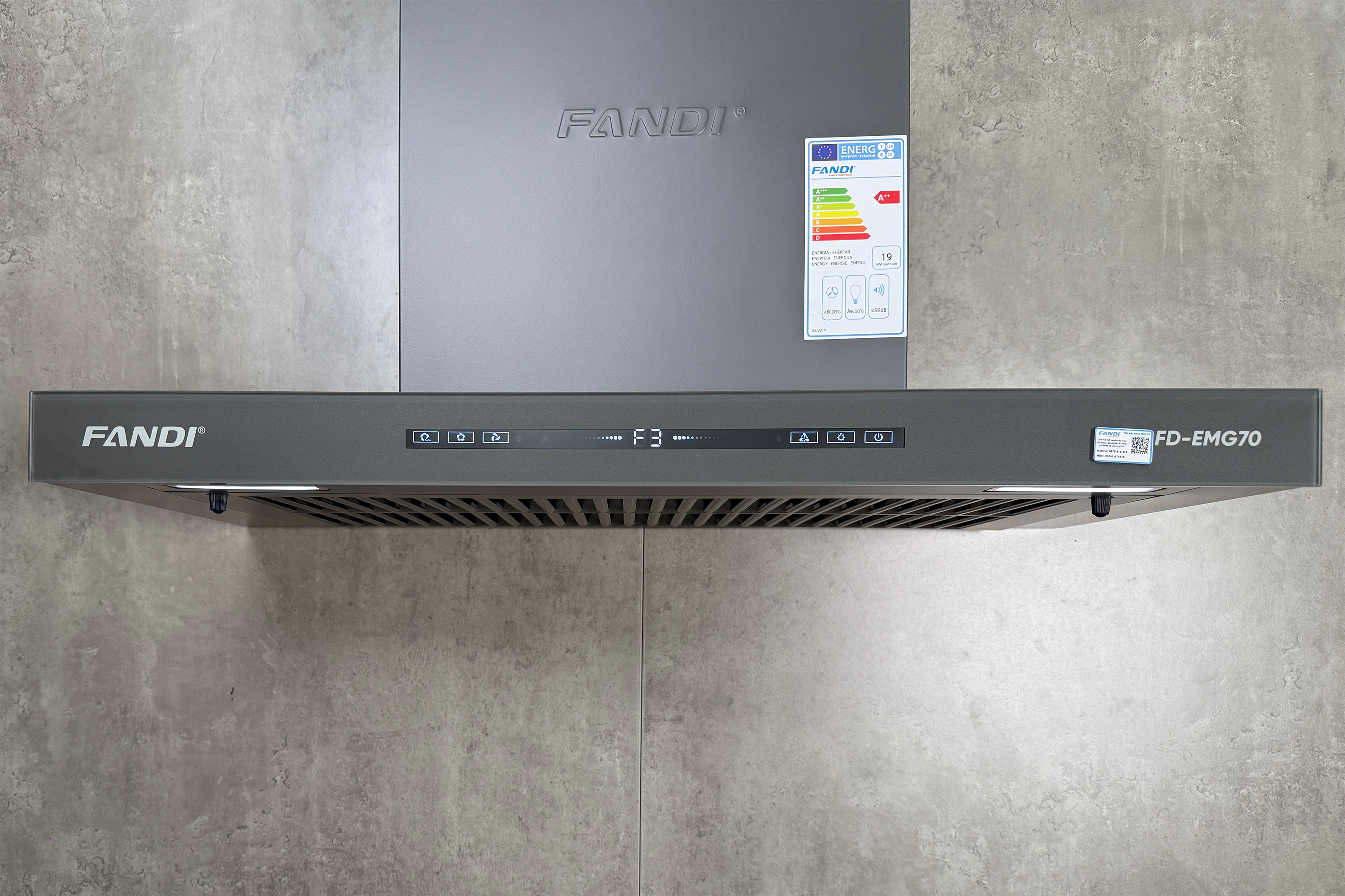 Máy hút mùi áp tường chữ T màu xám 70cm Fandi FD-EMG70 Máy hút mùi áp tường chữ T màu xám 70cm Fandi FD-EMG70