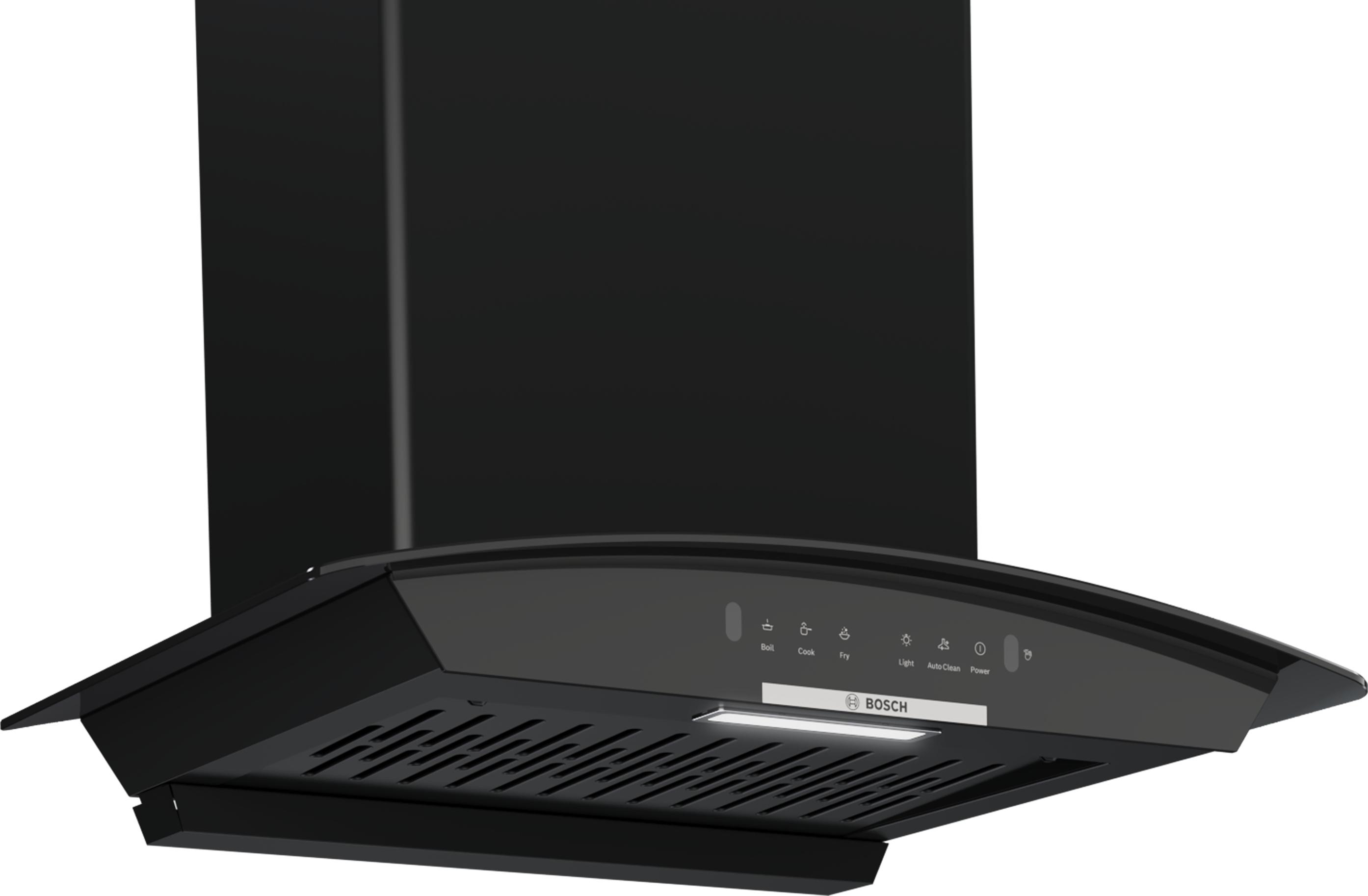 Máy hút mùi áp tường kính cong màu đen 60cm Serie 4 Bosch DWA68IJ60I Máy hút mùi áp tường kính cong màu đen 60cm Serie 4 Bosch DWA68IJ60I
