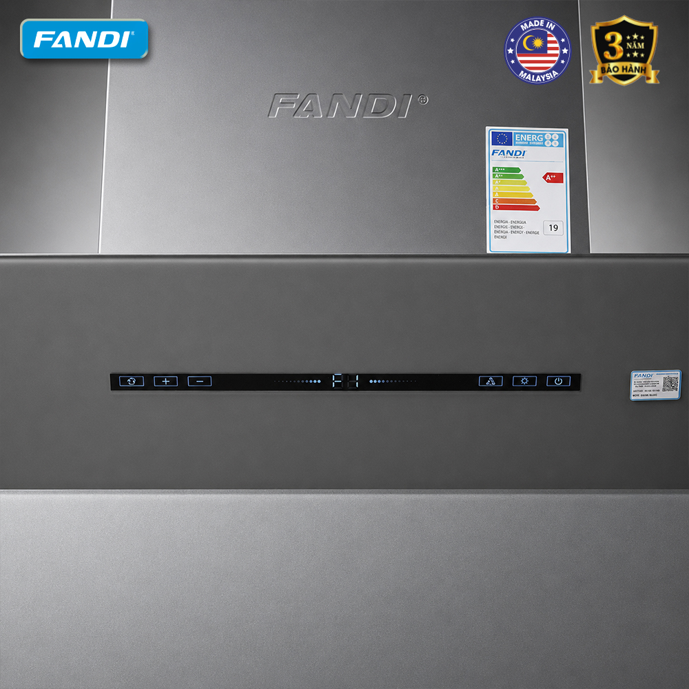 Máy hút mùi áp tường kính vát màu xám 70cm Fandi FD-SHQ7 seri2 Máy hút mùi áp tường kính vát màu xám 70cm Fandi FD-SHQ7 seri2