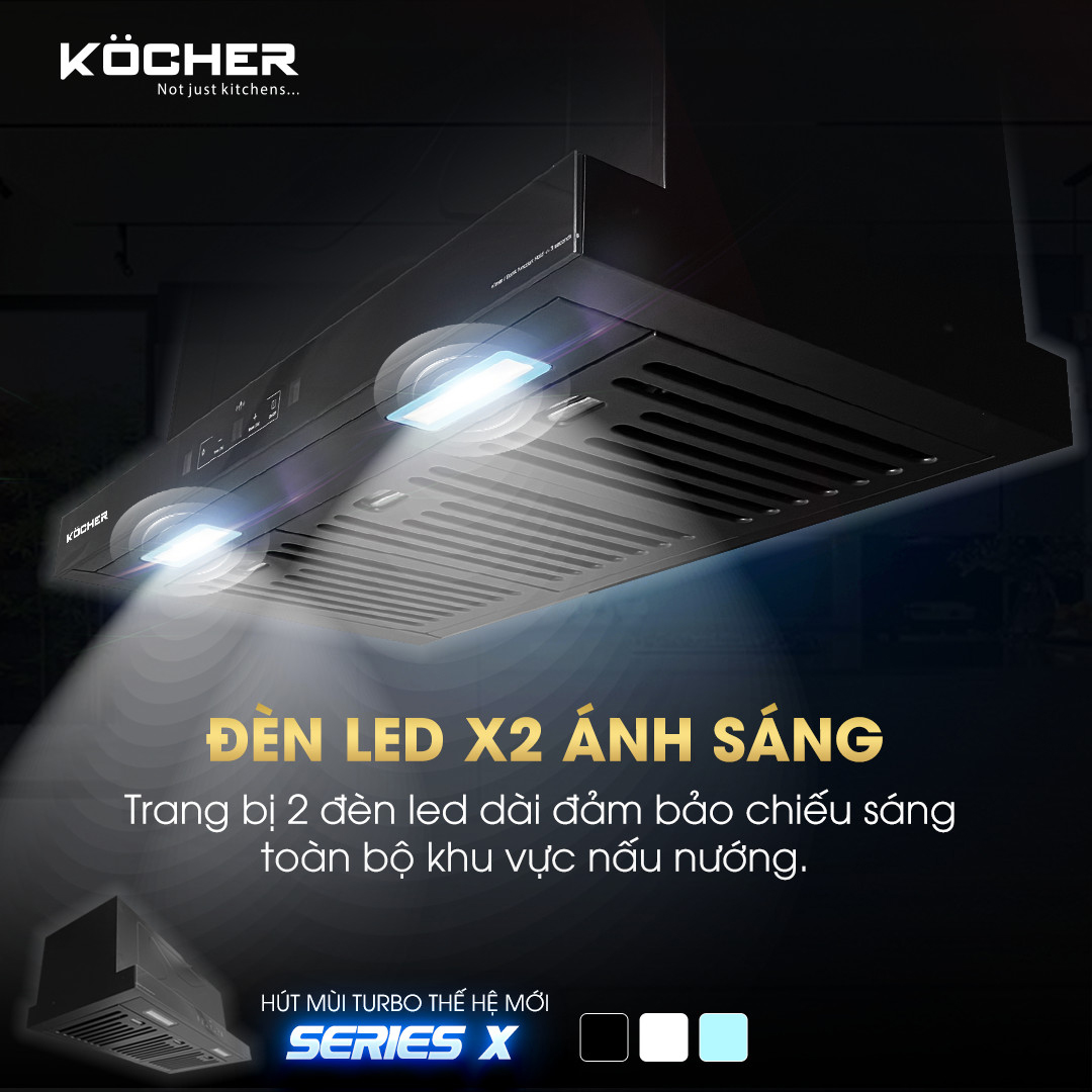 Máy hút mùi X-350D còn được trang bị 2 đèn LED chiếu sáng, giúp bạn thuận tiện hơn trong quá trình nấu nướng mà không lo lắng về việc thiếu ánh sáng.