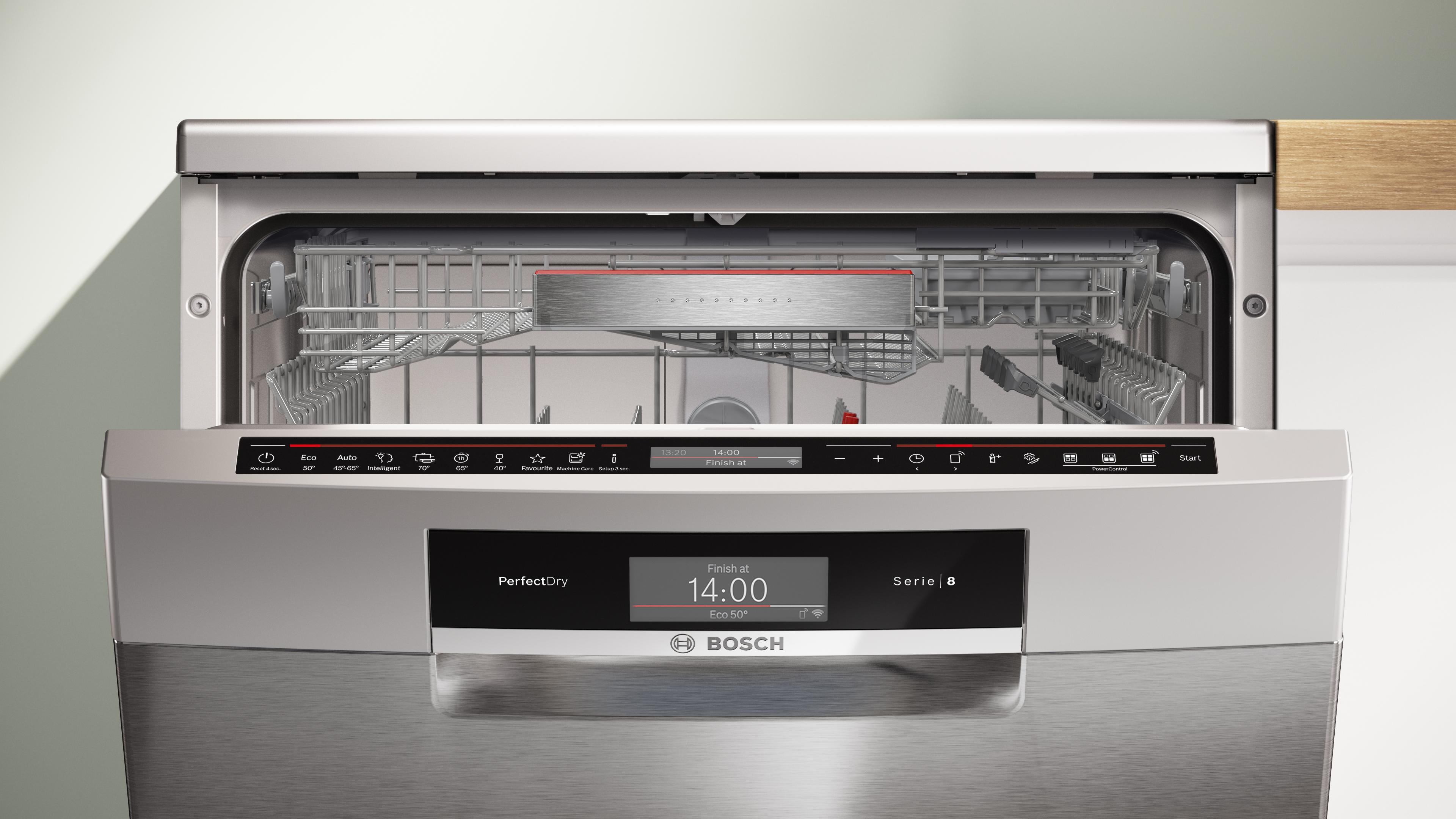 Màn hình hiển thị TFT hoàn toàn mới trên máy rửa bát Bosch SMS8ZDI86M. Màn hình hiển thị TFT hoàn toàn mới trên máy rửa bát Bosch SMS8ZDI86M.