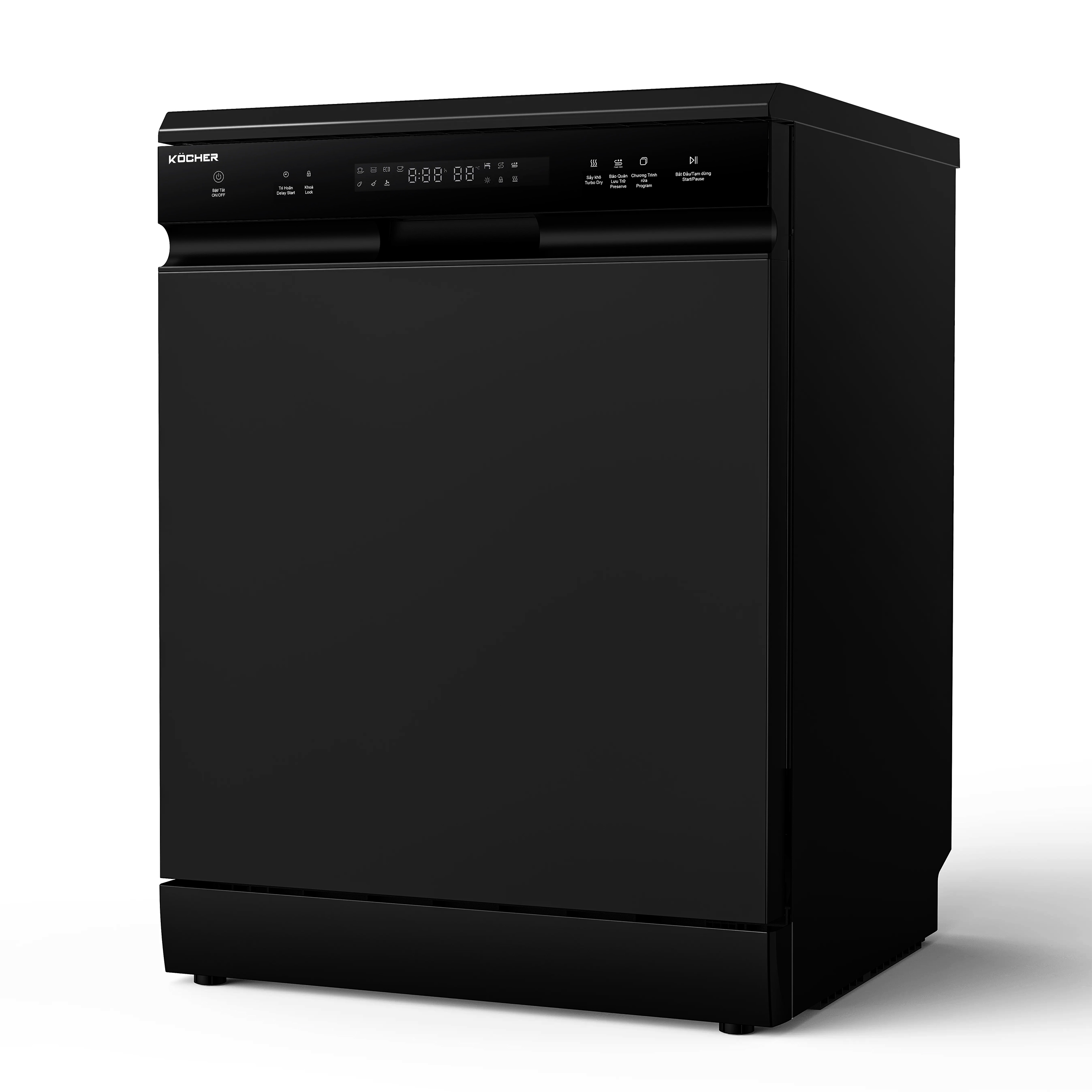 Thiết kế sang trọng, hiện đại máy rửa bát 17 bộ Kocher KDEU-X15B dễ dàng chinh phục được mọi không gian bếp.
