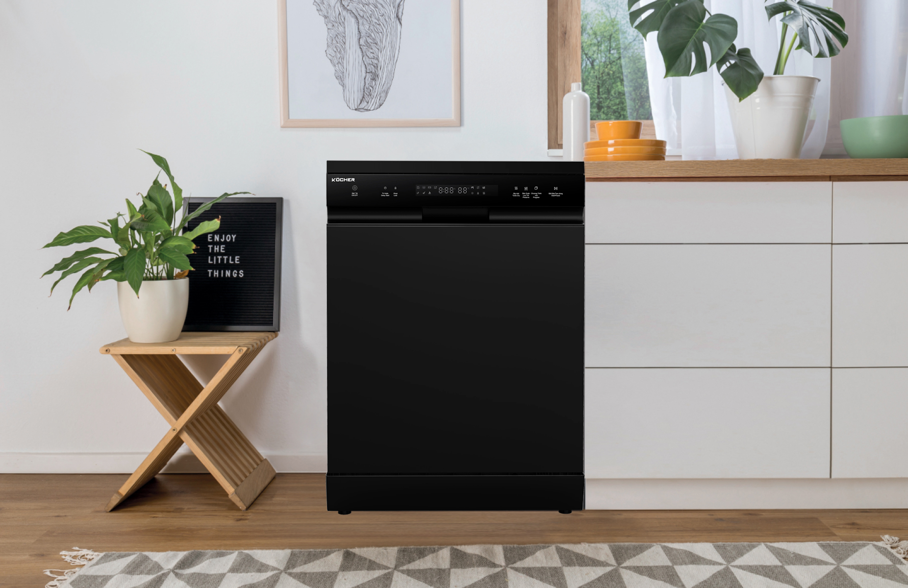 Máy rửa bát độc lập Series X | Kocher KDEU-X15B | màu đen bóng | 17 bộ