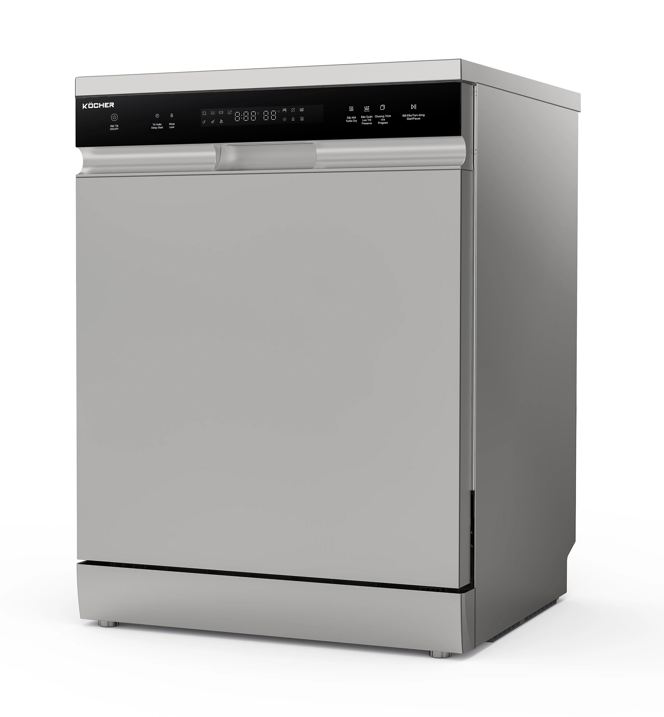 Máy rửa bát Kocher KDEU-X15S ứng dụng công nghệ sấy khí nóng Extra Plus Drying hiện đại , giúp diệt sạch 99,99% vi khuẩn.