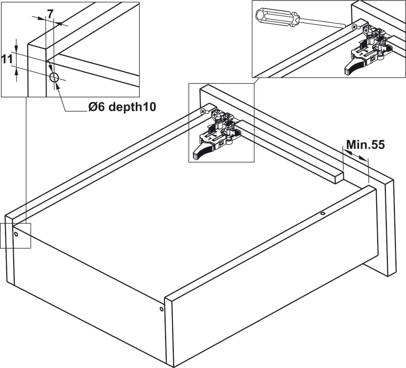 Kích thước lắp đặt | Ray âm Matrix UM mở toàn phần giảm chấn Hafele Kích thước lắp đặt | Ray âm Matrix UM mở toàn phần giảm chấn Hafele
