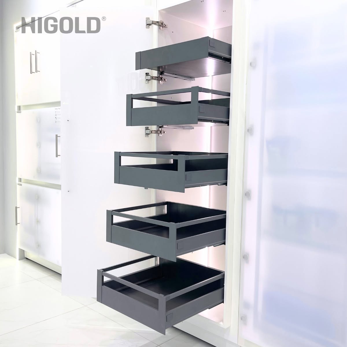 Ray hộp giảm chấn ngăn kéo 3 mặt cao 167mm dài 500mm Higold | Series N | 820020