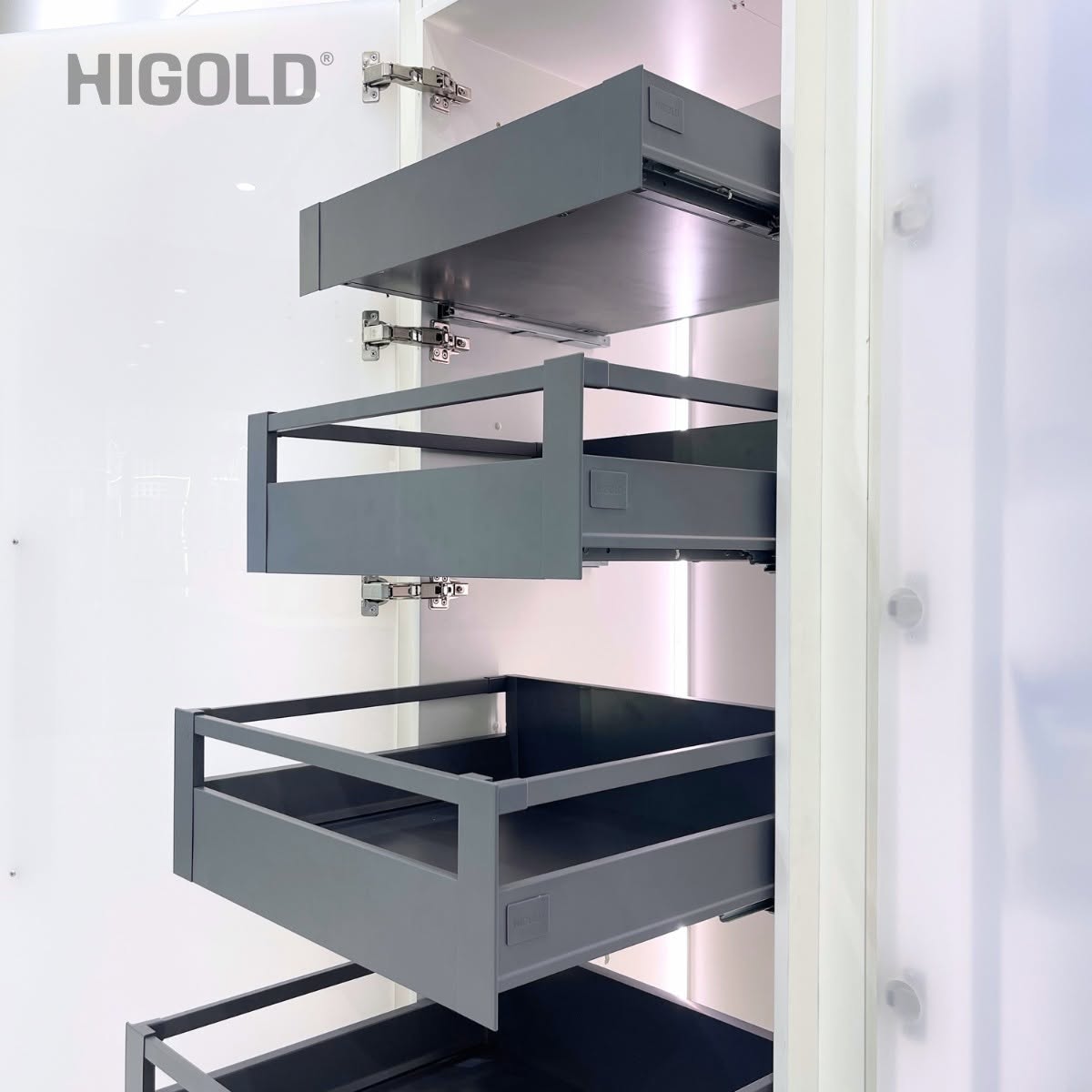 Ray hộp giảm chấn ngăn kéo 3 mặt cao 167mm dài 500mm Higold | Series N | 820020