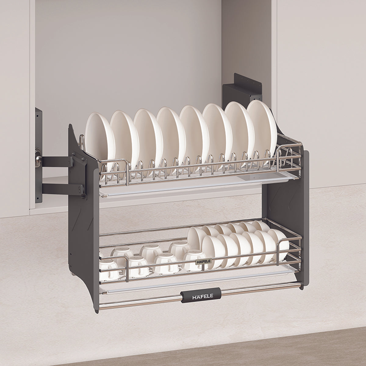 Rổ bát đĩa nâng hạ Inox 304 nan Ovan cao cấp | Hafele Oria Rổ bát đĩa nâng hạ Inox 304 nan Ovan cao cấp | Hafele Oria