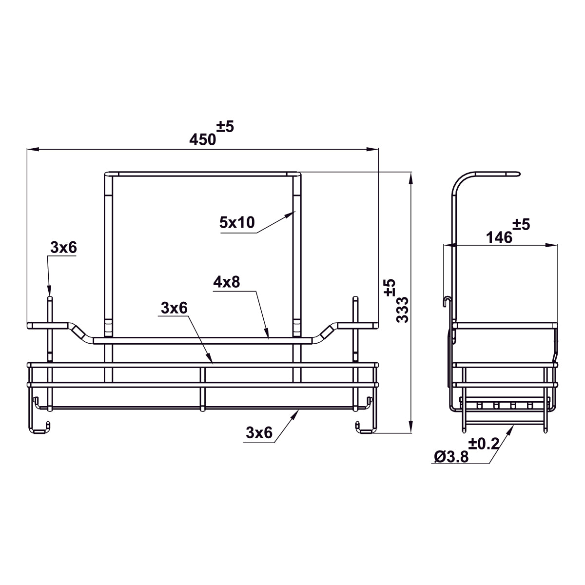 Kích thước sản phẩm | Rổ đựng dụng cụ vệ sinh Inox 304 nan Ovan 350mm Hafele 595.04.096 Kích thước sản phẩm | Rổ đựng dụng cụ vệ sinh Inox 304 nan Ovan 350mm Hafele 595.04.096