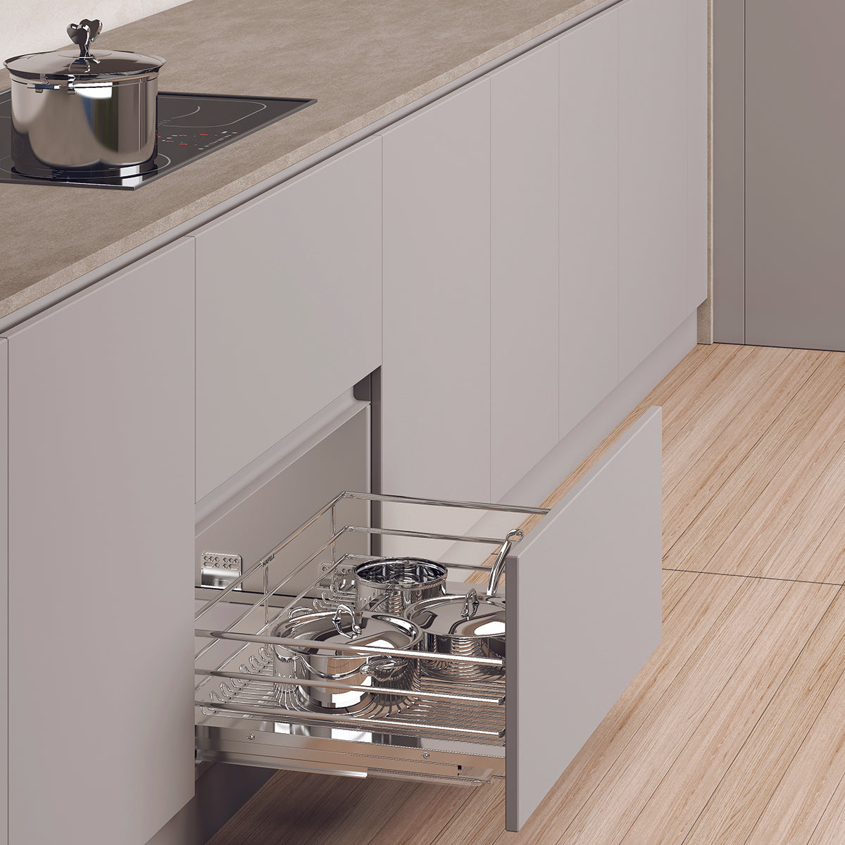 Rổ xoong nồi Inox 304 nan Ovan cao cấp | Hafele Kason | ray âm giảm chấn | lắp âm tủ cánh mở hoặc cánh kéo Rổ xoong nồi Inox 304 nan Ovan cao cấp | Hafele Kason | ray âm giảm chấn | lắp âm tủ cánh mở hoặc cánh kéo