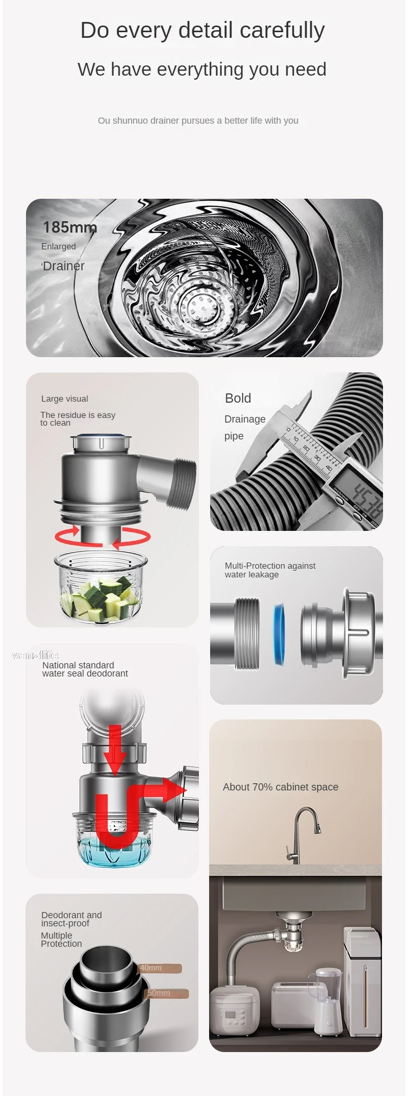 Với cấu tạo ngăn mùi, ngăn nước trào ngược, chống côn trùng, siphon chậu rửa Gento GT04-8250 Deluxe giữ cho không gian bếp luôn thông thoáng và sạch sẽ. Với cấu tạo ngăn mùi, ngăn nước trào ngược, chống côn trùng, siphon chậu rửa Gento GT04-8250 Deluxe giữ cho không gian bếp luôn thông thoáng và sạch sẽ.
