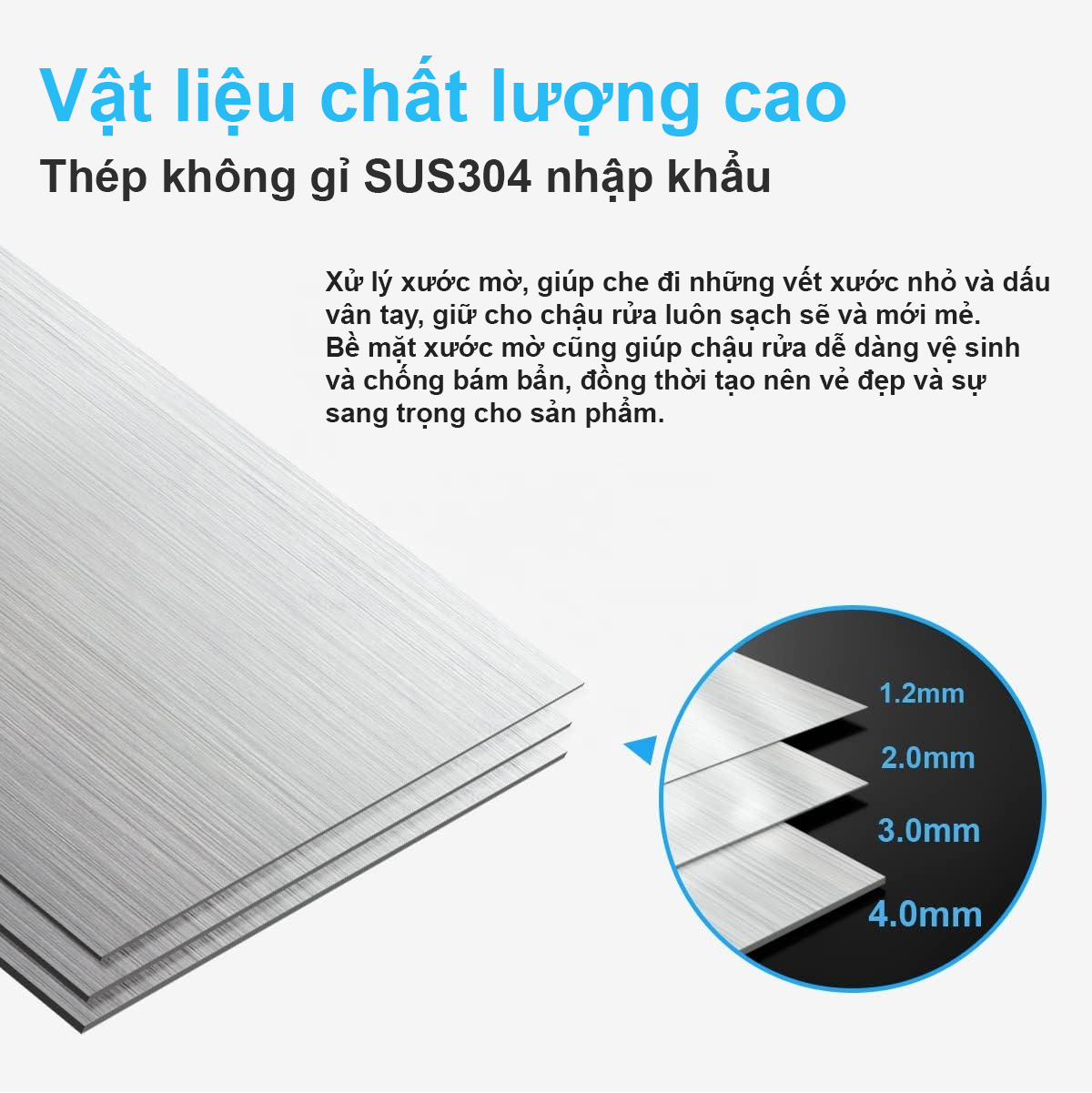 Bề mặt của chậu rửa bát 1 hố cao cấp Roslerer RL04-6045DA được xử lý xước mờ, giúp che đi những vết xước nhỏ và dấu vân tay, giữ cho chậu rửa luôn sạch sẽ và mới mẻ.