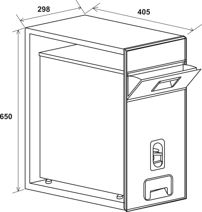 Kích thước sản phẩm | Thùng gạo mặt gương đen 25kg nút nhấn 300mm Hafele 549.32.991 Kích thước sản phẩm | Thùng gạo mặt gương đen 25kg nút nhấn 300mm Hafele 549.32.991