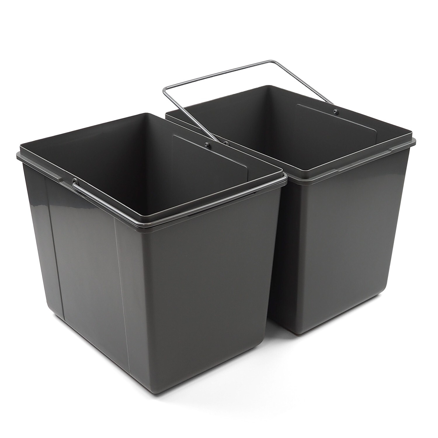 Thùng rác âm tủ 2 ngăn 30L cánh kéo/mở màu xám 400mm Hafele 503.39.631 với dung tích 15 lít vô cùng lớn ở mỗi khoang Thùng rác âm tủ 2 ngăn 30L cánh kéo/mở màu xám 400mm Hafele 503.39.631 với dung tích 15 lít vô cùng lớn ở mỗi khoang