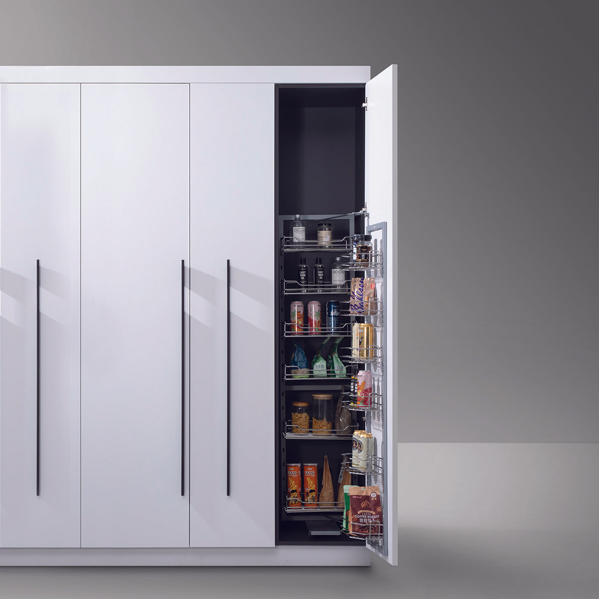 Tủ đồ khô 6 tầng, 12 rổ cánh mở Inox 304 nan tròn | Hafele Dolce 548.65.073 | chiều rộng tủ 450mm Tủ đồ khô 6 tầng, 12 rổ cánh mở Inox 304 nan tròn | Hafele Dolce 548.65.073 | chiều rộng tủ 450mm