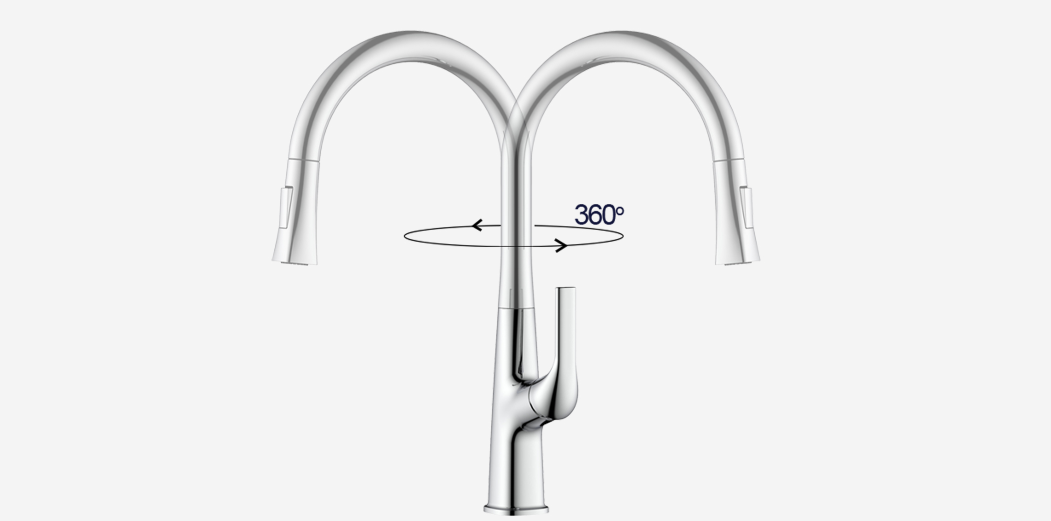 Vòi rửa Kluger KLF0002C thiết kế cao và khả năng xoay 360 độ, tạo ra sự tương thích hoàn hảo với mọi đồ dùng