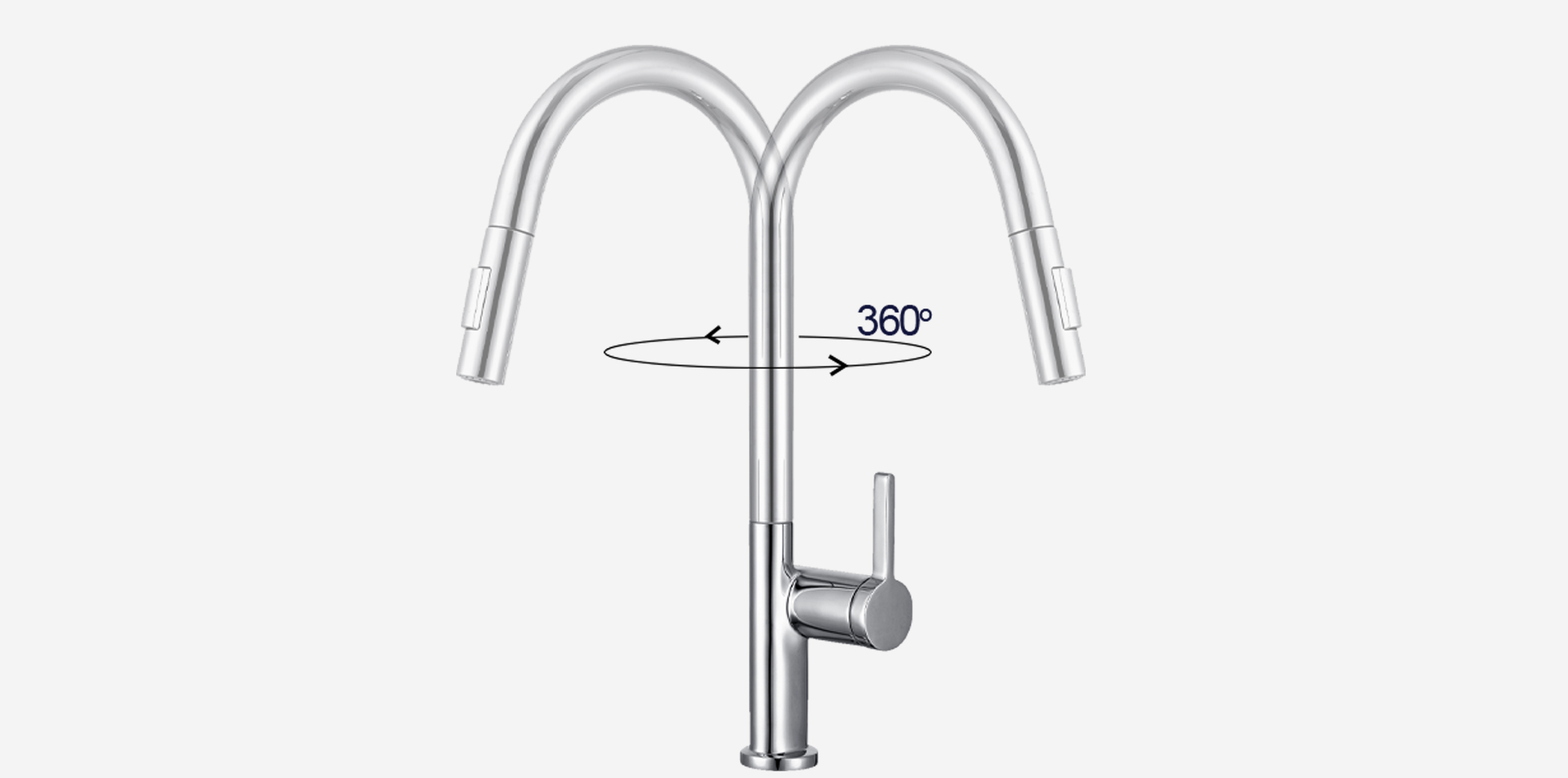 Vòi rửa Kluger KLF0003SC thiết kế cao và khả năng xoay 360 độ, tạo ra sự tương thích hoàn hảo với mọi đồ dùng