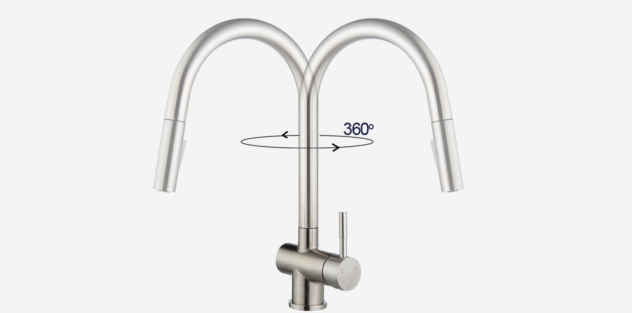 Vòi rửa Kluger KLF0021C thiết kế cao và khả năng xoay 360 độ, tạo ra sự tương thích hoàn hảo với mọi đồ dùng.