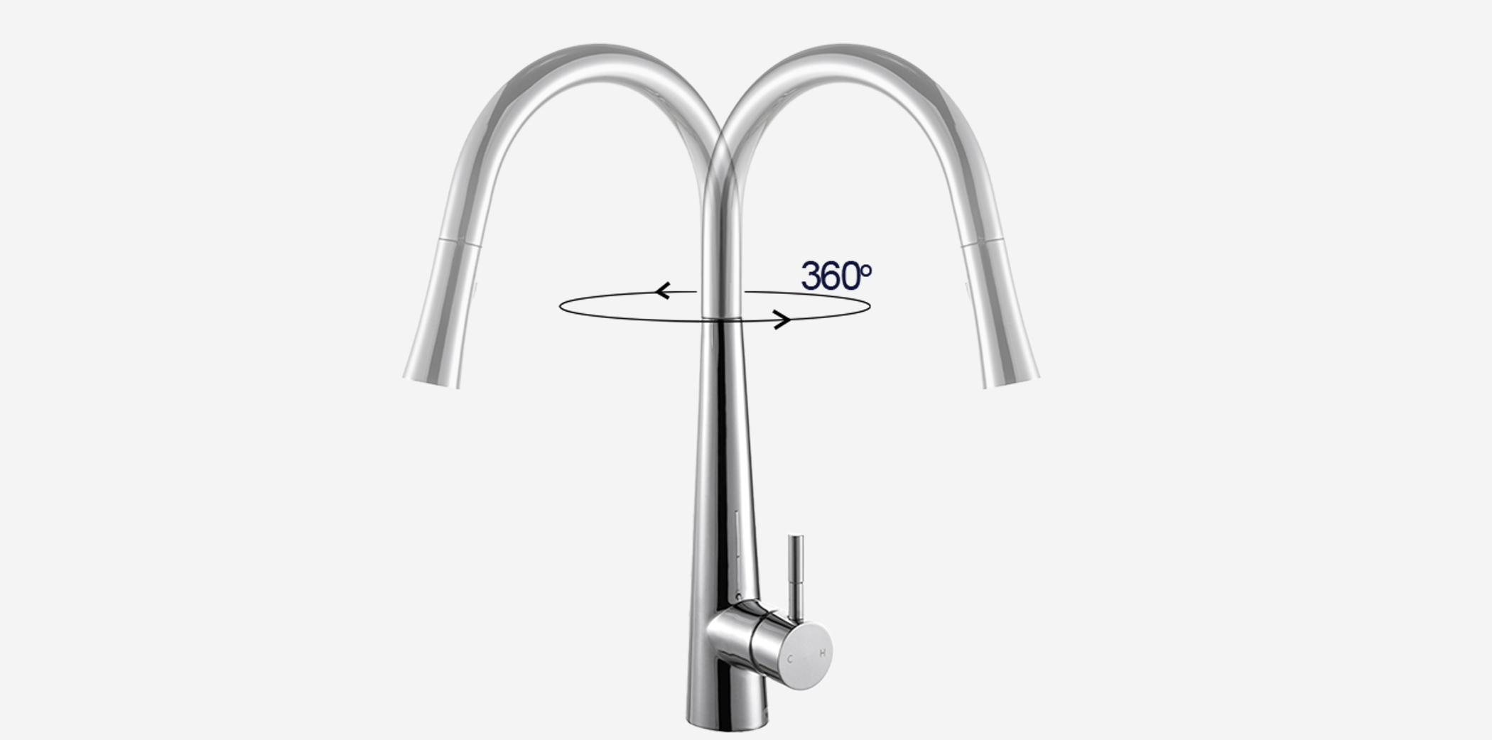 Vòi rửa Kluger KLF0009C thiết kế cao và khả năng xoay 360 độ, tạo ra sự tương thích hoàn hảo với mọi đồ dùng