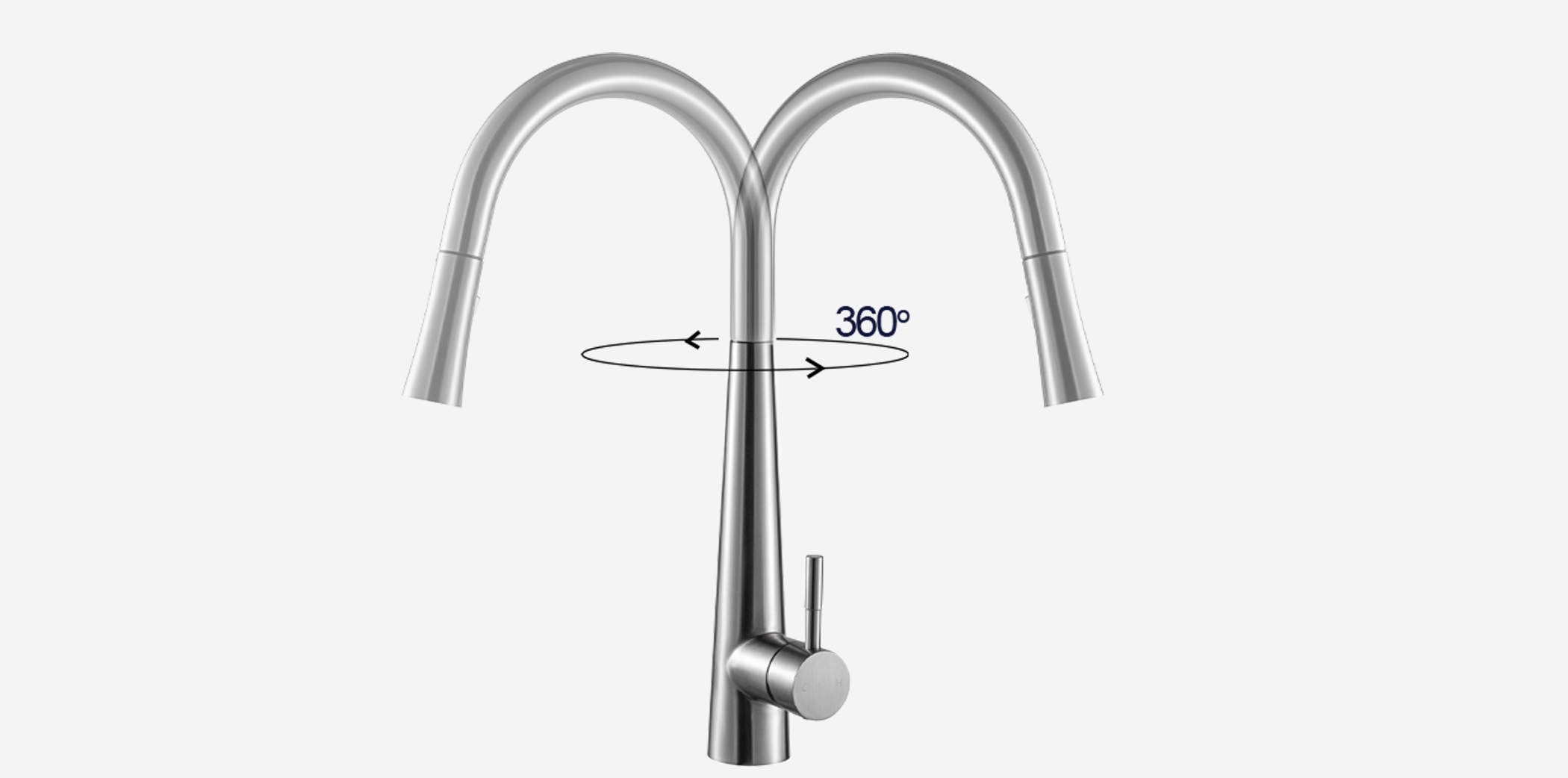 Vòi rửa Kluger KLF0009S thiết kế cao và khả năng xoay 360 độ, tạo ra sự tương thích hoàn hảo với mọi đồ dùng