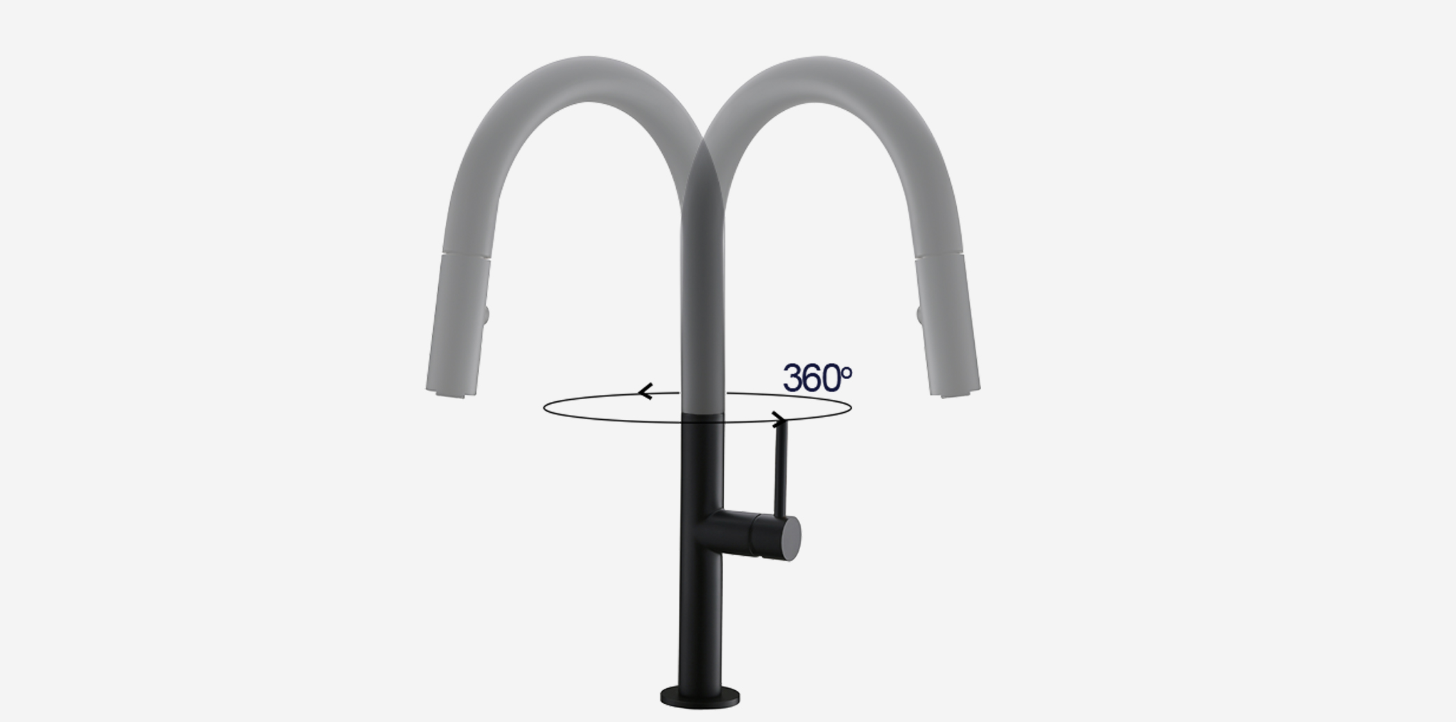 Vòi rửa Kluger KLF0010B thiết kế cao và khả năng xoay 360 độ, tạo ra sự tương thích hoàn hảo với mọi đồ dùng