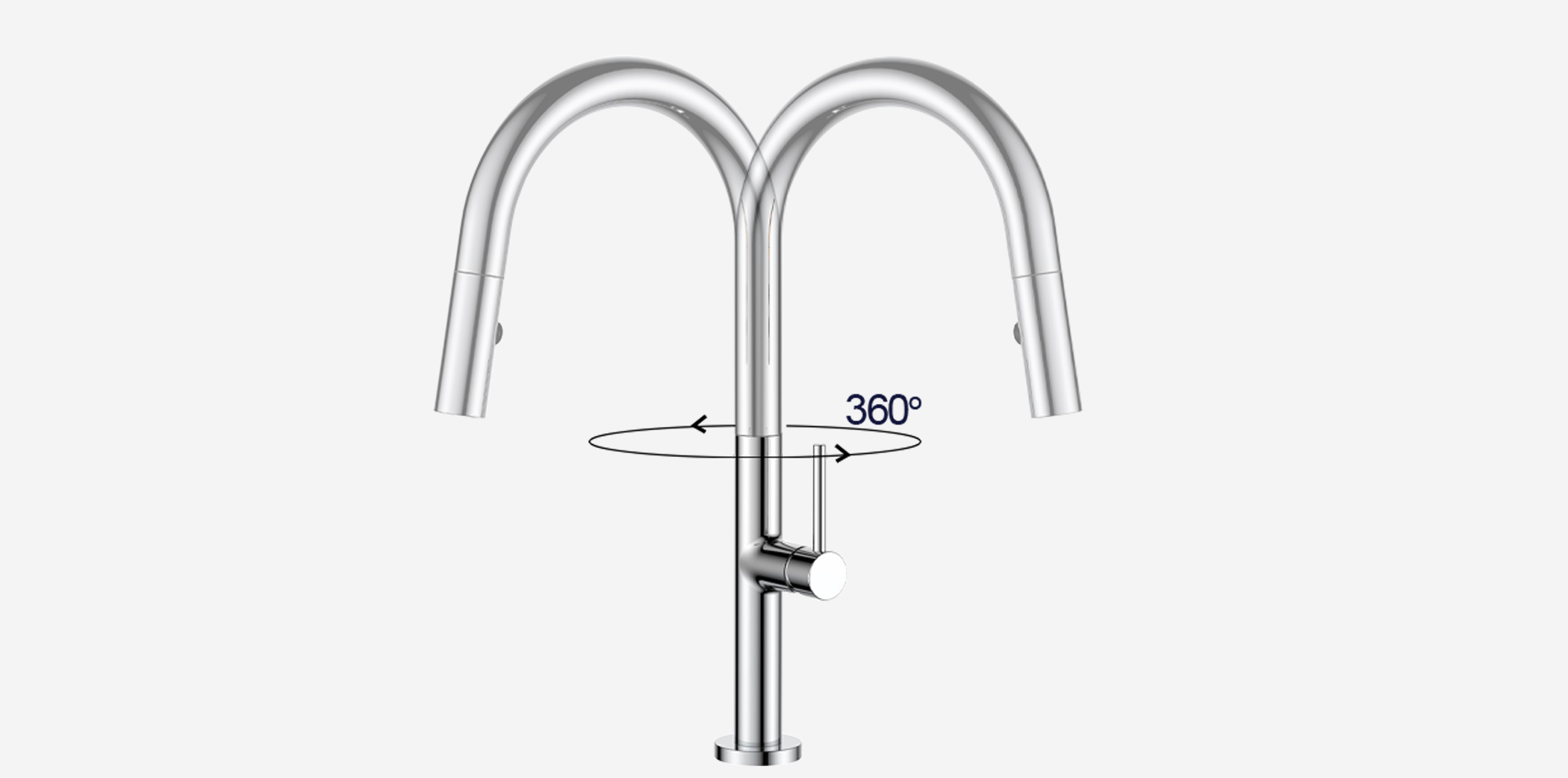 Vòi rửa Kluger KLF0010C thiết kế cao và khả năng xoay 360 độ, tạo ra sự tương thích hoàn hảo với mọi đồ dùng