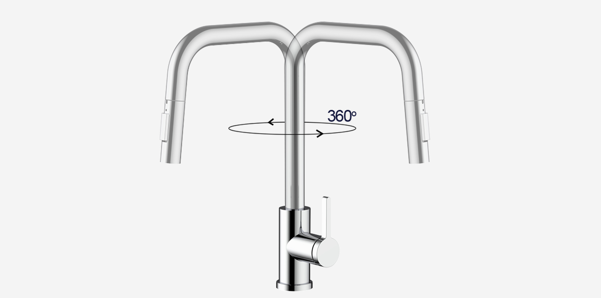 Vòi rửa Kluger KLF0011C thiết kế cao và khả năng xoay 360 độ, tạo ra sự tương thích hoàn hảo với mọi đồ dùng