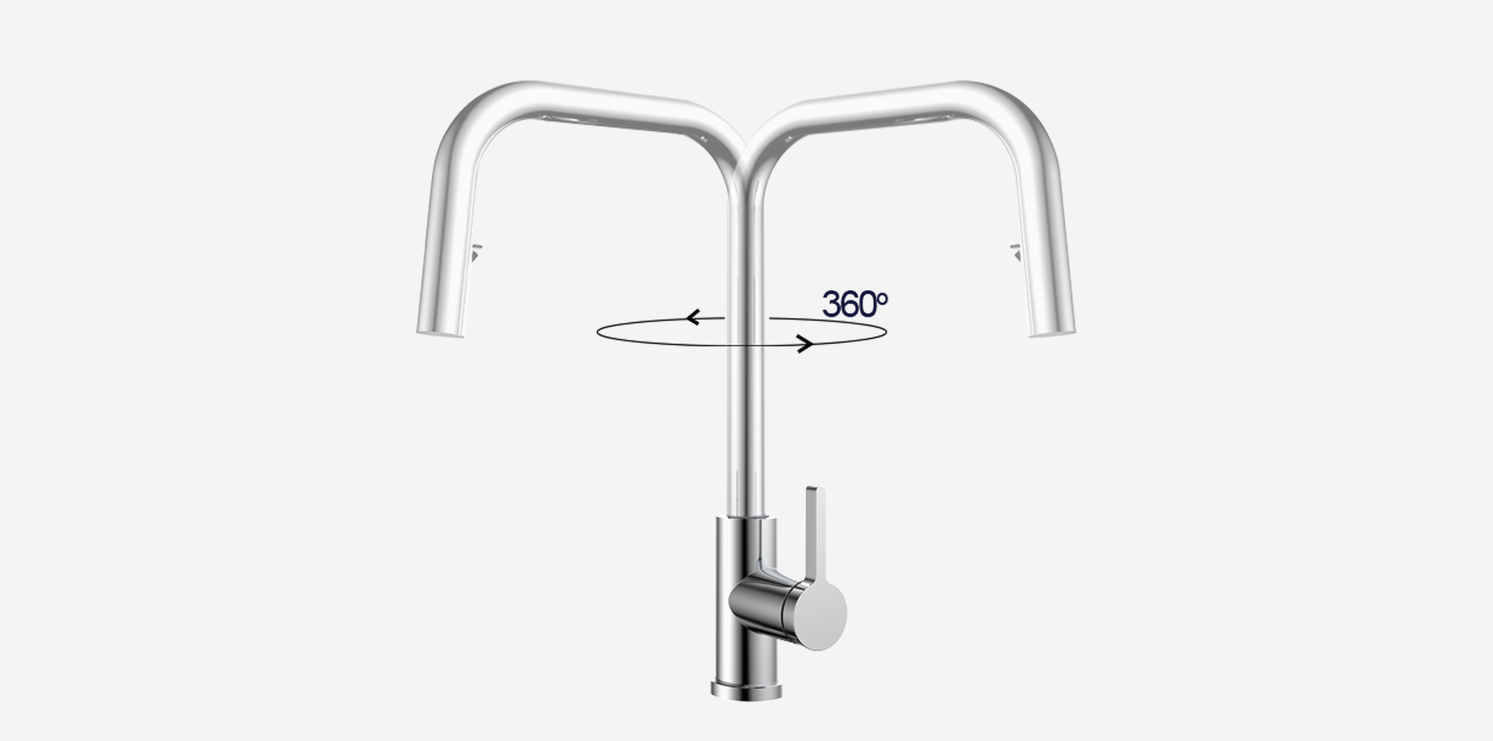 Vòi rửa Kluger KLF0015C thiết kế cao và khả năng xoay 360 độ, tạo ra sự tương thích hoàn hảo với mọi đồ dùng