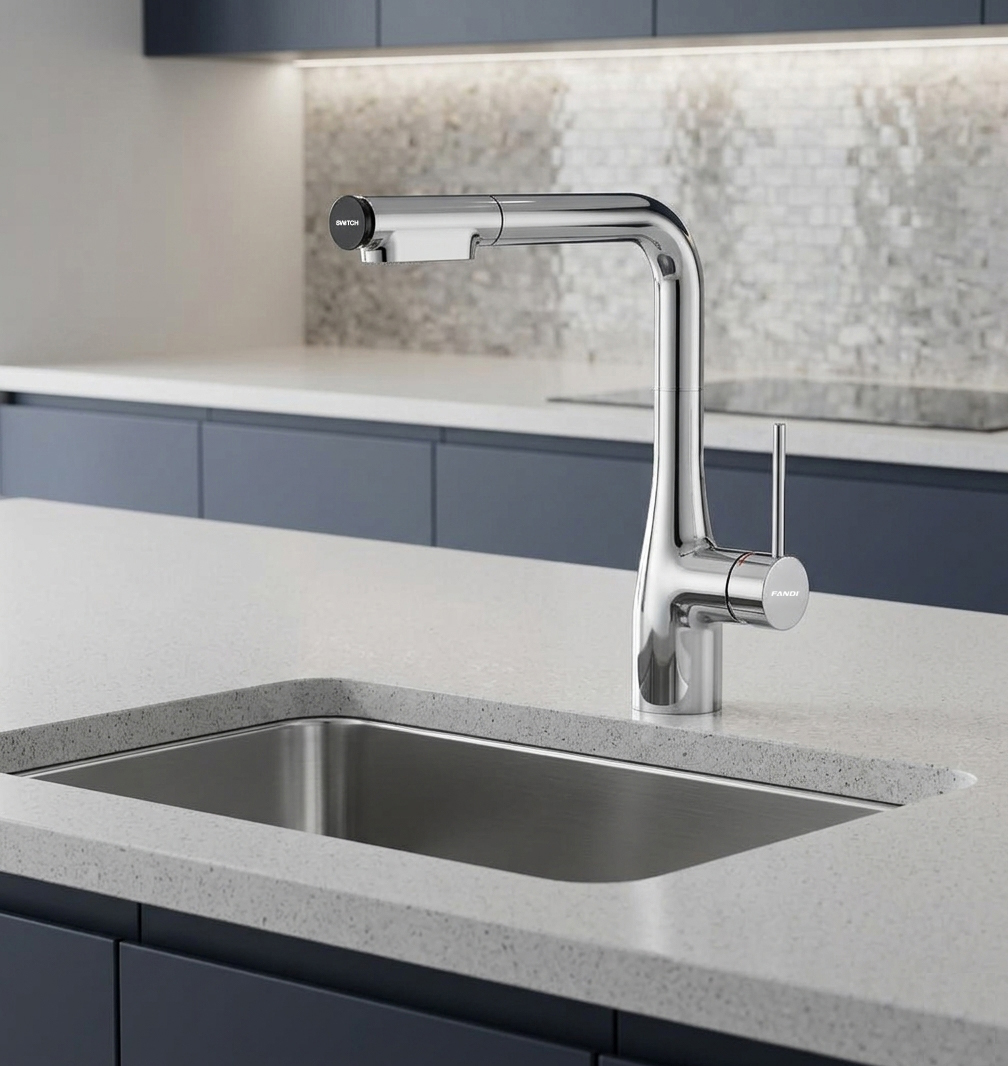 Vòi rửa nóng lạnh dây rút Fandi FD-Fort Chrome Vòi rửa nóng lạnh dây rút Fandi FD-Fort Chrome