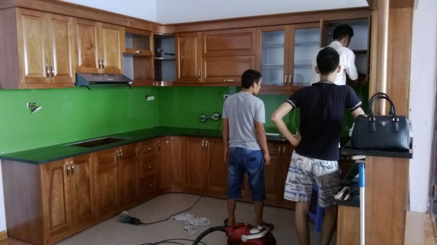 Mẫu tủ bếp gỗ xoan đào đẹp TB-HSN16