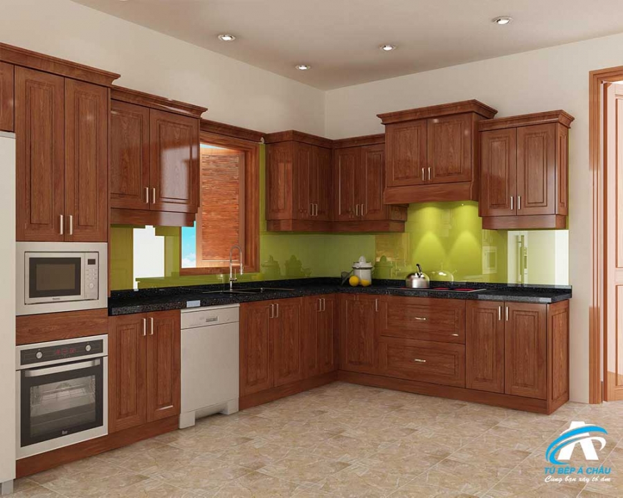 Mẫu tủ bếp gỗ xoan đào đẹp TB-HSN11
