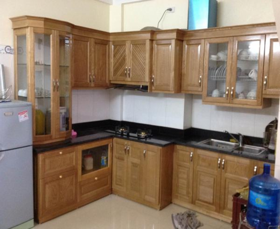 Mẫu tủ bếp gỗ xoan đào đẹp TB-HSN15
